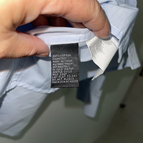 Oleg Cassini Skinny Shirt XL Mens Vintage Cotton Blue Pink Striped Pocket Collar - Picture 5 of 12